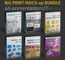 企业品牌形象识别模板(合集版)：Big Print Mock-up Bundle